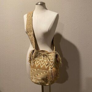 Bohemian Bucket Bag Purse‎ Woven Tribal Crossbody With Tassels 10x12